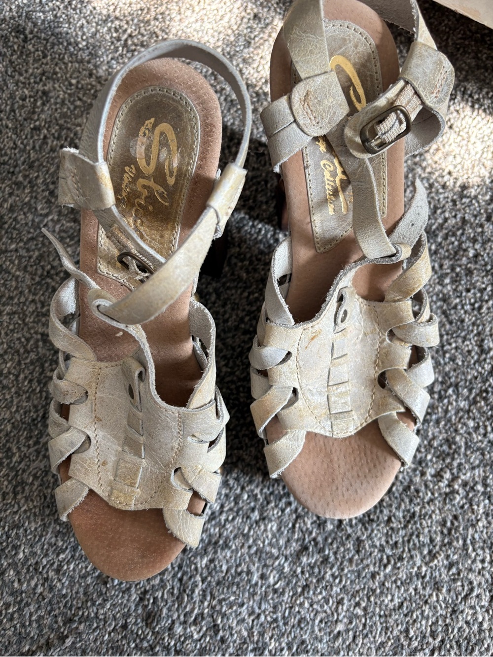 Sbicca Beige Leather Suede Strappy Sandals Brand New